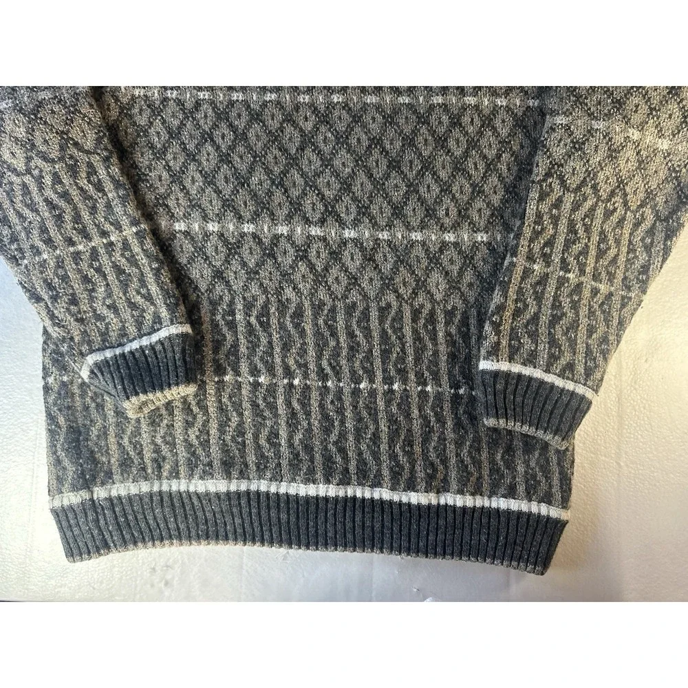 Vintage MEXX Sweater Mens Large Gray Brown‎ Geometric Knit Pullover Grandpa